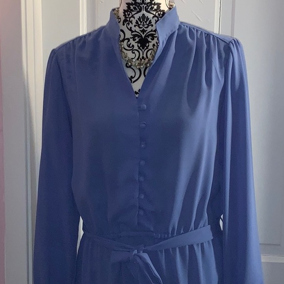 Ms. Chaus vintage blue dress with tie waist - Picture 1 of 6
